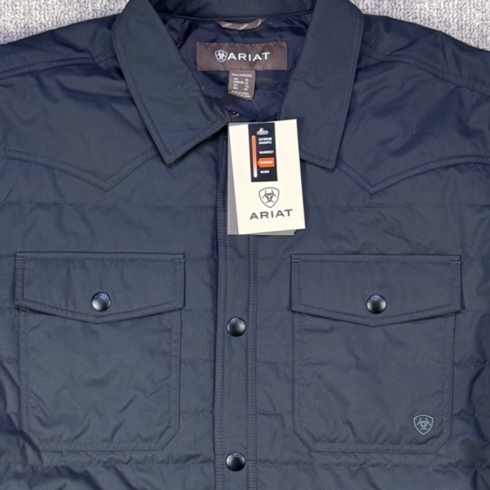 Ariat Mens XL Quilted Shirt Jacket Insulated Phantom Water‎ Repellent Snap Front